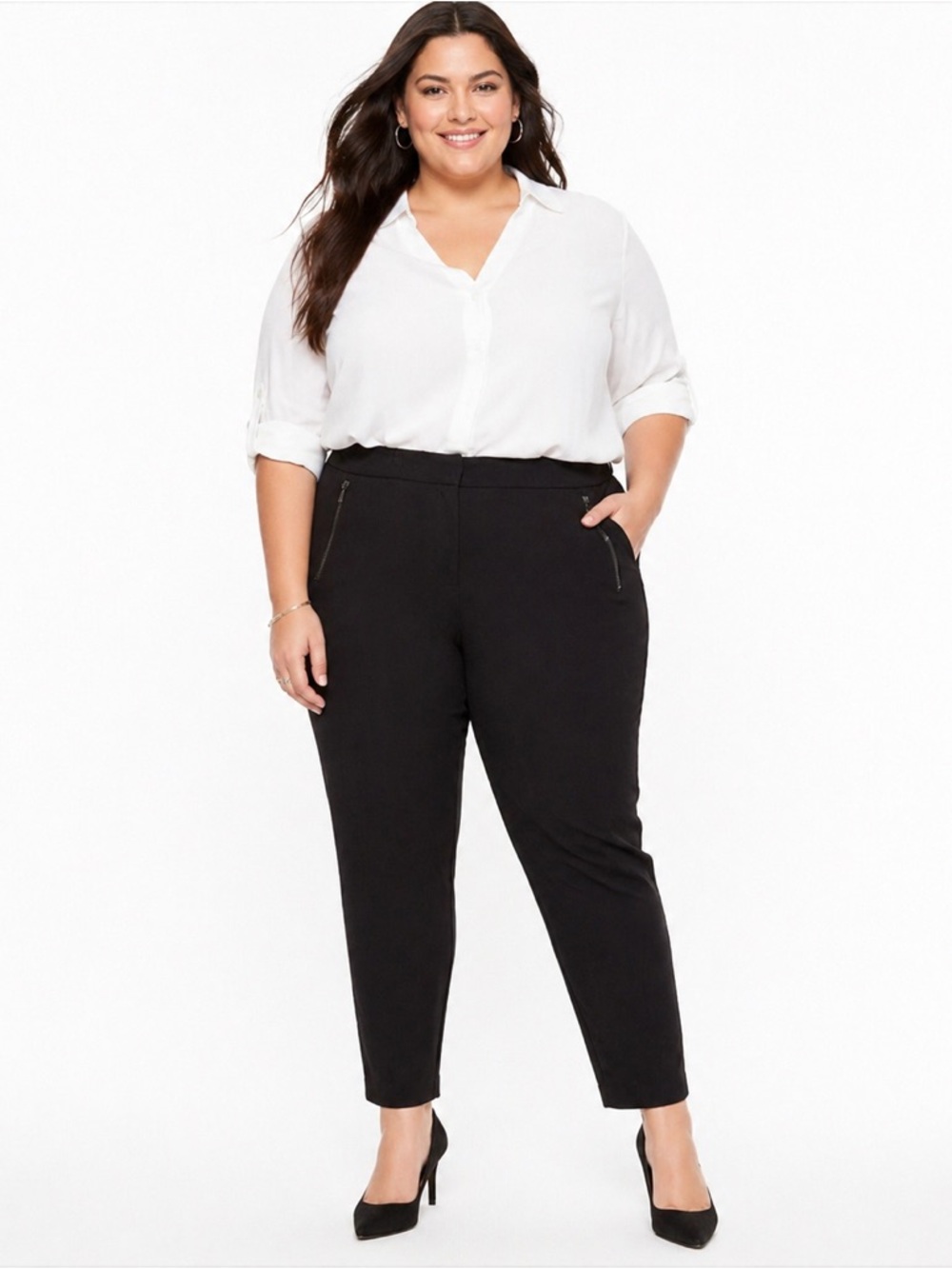 Lane Bryant Black Work Pants 18 Plus Tapered Career Stretch Office